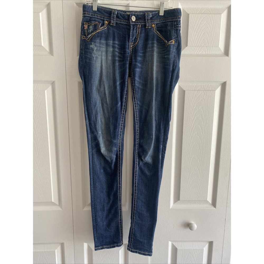 MEK Denim New Oaxaca Cigarette Size 26 Blue Jeans Slim‎ Contrast Stitch Y2K